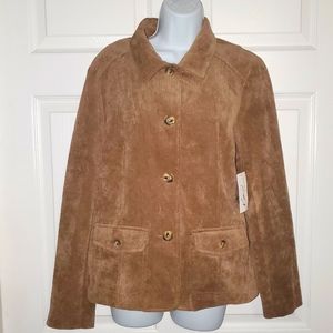 : New women's size 12 kim rogers career taupe button down corduroy jacket